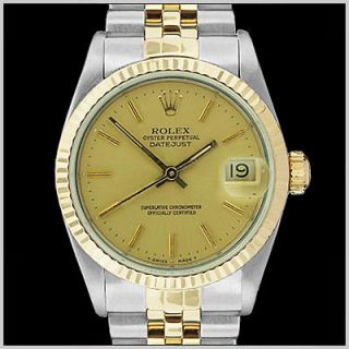 ROLEX MIDSIZE TWO TONE DATEJUST CHAMPAGNE DIAL WATCH