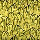 FABRIC BAMBOO ASIAN HAWAIIAN TROPICAL LEAVES FOREST