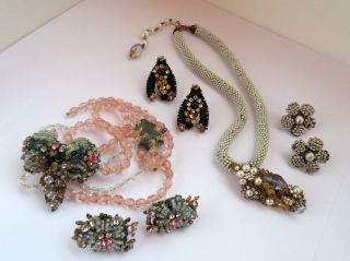 VINTAGE LARGE MIRIAM HASKELL JOB LOT NECKLACES & EARRINGS