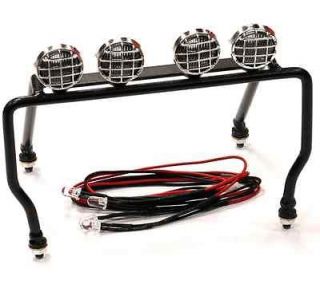 Realistic 1/10 Scale pickup metal roll bar with 4 LED Adjust. Spot 