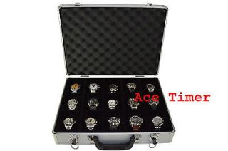 15 Watches Aluminum Briefcase Traveling Storage Case fits watches up 