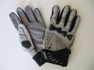 Mens NIKE HYPER BEAST Leather LINEMAN Football Gloves NFL Gray Black 