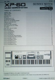 ROLAND XP 60 MUSIC WORKSTATION SERVICE NOTES BOUND ENG