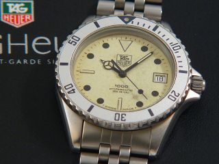 Rare TAG Heuer 1000 Submariner Man Pewter Grey with a Yellow Lumi dial 