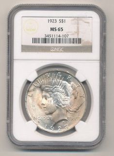 1923 PEACE SILVER DOLLAR NGC CERTIFIED **MS65**