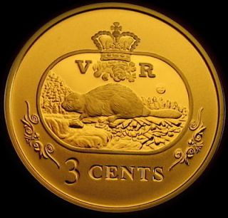 2001 CANADA 24 K GOLD STERLING SILVER 3 CENT COIN RCM