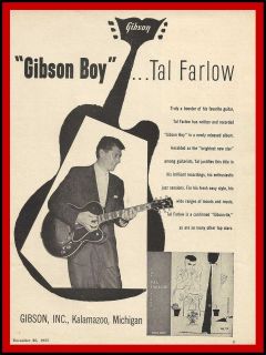 TAL FARLOW GIBSON BOY GUITAR Original Vintage Magazine AD Down 