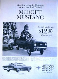 1964 FORD DEALER MIDGET MUSTANG PEDAL CAR FOR CHRISTMAS   Print Ad