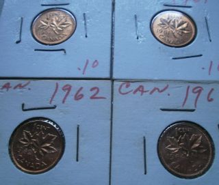LOT 4 Canada Canadian small cents one cent penny coin 1957   1964