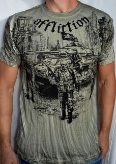 Affliction GHOST ARMY Mens Short Sleeve T Shirt   NEW A6890   Green 