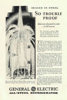 1930 VINTAGE GENERAL ELECTRIC STEEL REFRIGERATOR TROUBLE PROOF PRINT 