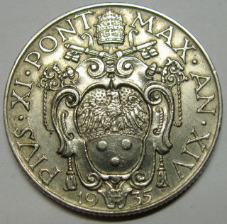Vatican 1 Lira Lire coin 1935 KM# 5 mint 40 000 only