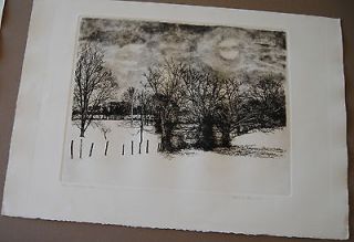   Fink Etching Christmas Eve 98/250 1977 Charcoal Signed Numbered