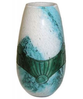 Art Deco Legras Mont Joye Green Etched Glass Vase