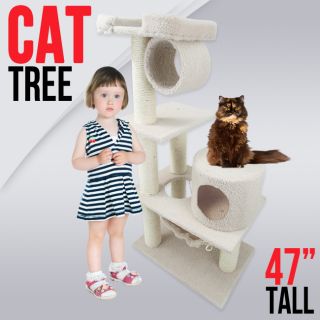 New Cat Tree 47 Level Condo Furniture Scratching Post Pet House Cream 