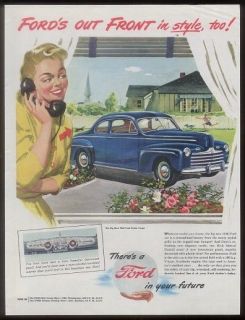1946 blue Ford Sedan Coupe vintage car ad