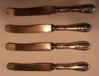 RARE 1850S POLISH/POLAND FRAGET SILVER PLATE BUTTER KNIFES, WARSZAWA.