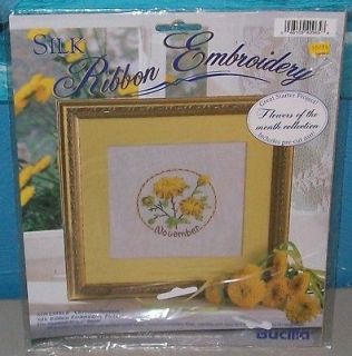 Bucilla SILK RIBBON EMBROIDERY Kit *FLOWERS OF THE MONTH COLL.* NOV 