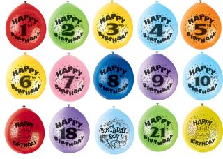 HAPPY BIRTHDAY AGE BALLOONS   AIR FILL ONLY   ASSORTED COLOURS   PARTY