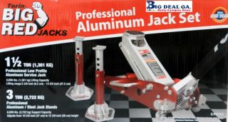   Low Profile Floor 1 1/2 Ton Jack + 3 Tons Aluminum Steel Jack Stand