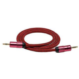 5mm AUX AUXILIARY CABLE CORD FOR iPOD  CAR 3.5 mm 3FT RED/BLACK