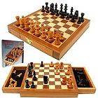 Chess Game Magnetic Set Inlaid Wood Cabinet with Staunton Wood 
