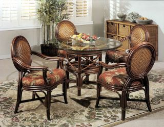 Calama Rattan Wicker Dining Chair Table 5 piece Set