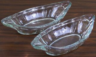   Vintage Clear Glass Ribbed Au Gratin Banana Split Bowls Dishes COOL