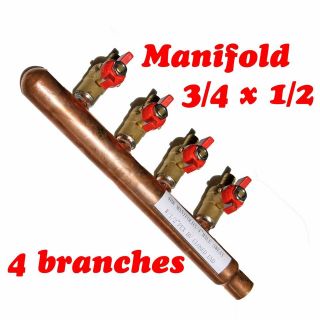   branches PEX Plumbing Manifold ¾ Male Sweat with 1/2 Ball Valve