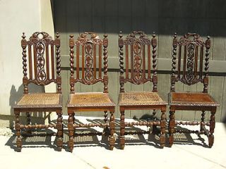 Antique Hand Carved Barley Twist Cane CHAIRS French Provincial
