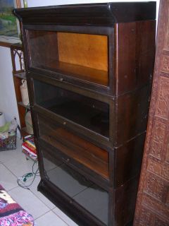 Antique Vintage Gunn Barrister Bookcase 4 Sectional w/ Top & Base 