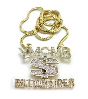 New Iced Out YMCMB Billionaire Dollar Sign Pendant w/4mm 36 Franco 