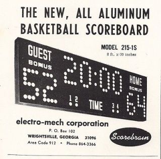   1960s ELECTRO MECH Electronic Scoreboard Print Ads   Wrightsville, GA
