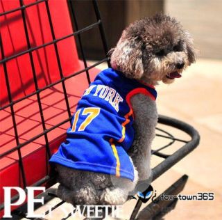 Blue New York basketball sports Pet/Dog/Puppy Apparel Cloth costume T 
