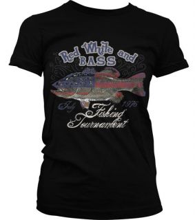 Red White And Bass Fishing Tournament Fish Girl T shirt