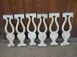   1800s Harp Shaped Flat Porch Balusters, 6 by 22 1/2, 