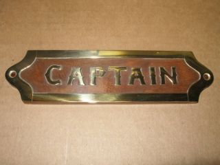 Brass & Wood Captain Nautical Plaque Sign New Decor