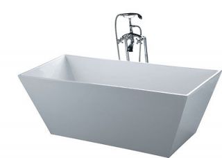 New Modern Rectangle Pedestal Bathtub Soaking Tub SPA Clawfoot Indoor 