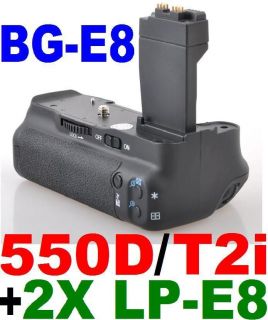 NEW BATTERY GRIP FOR CANON Rebel T2i/EOS 550D +2X LP E8