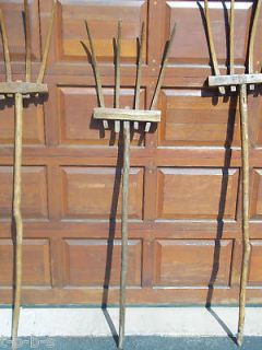   Antique OLD Wood Rake paddle Pitchfork Quilt Rack wall art display #9