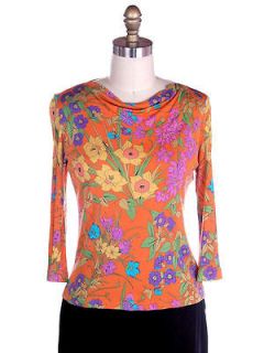 Vintage Averardo Bessi Silk Knit Floral Top 1960S S M Bright Colors