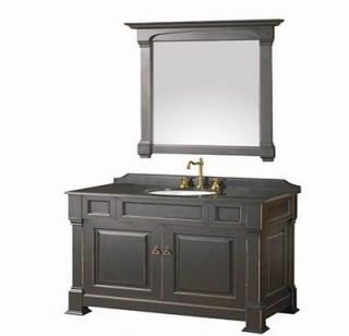 42 Single Sink Bathroom Vanity, Black granite top and undermount 