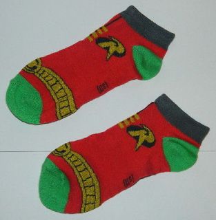 Batman Robins Yellow, Red and Green Costume Style Pedi Socks, NEW 