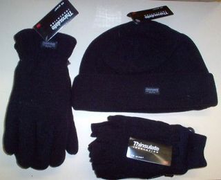   thinsulate polar fleece gloves beanies black grey navy Free Post