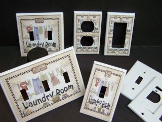 LAUNDRY ROOM CLOTHES ON THE LINE #1 LIGHT SWITCH OR OUTLET COVER