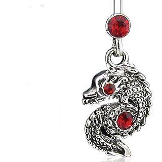   CHAMELEON BELLY RING RED CRYSTAL NAVEL A124 BUTTON PIERCING JEWELRY