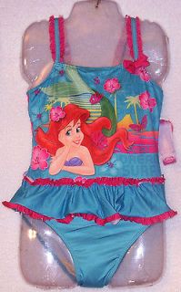 NEW UPF50 ARIEL THE LITTLE MERMAID TEAL & PINK BUTTERFLY BATHING SUIT 