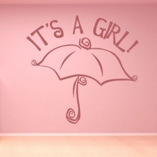 Its A Girl With Umbrella Wall Stickers New Baby Bedroom Wall Art 