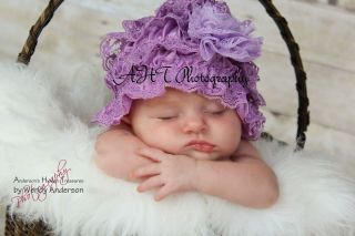   Newborn Reborn Infant Girls Stretch Lace Hats Beanies Caps Flowers