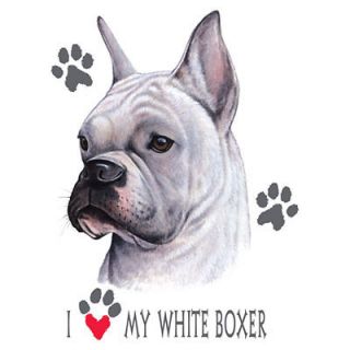 Love My White Boxer Dog Portrait White T Shirt   $9.95